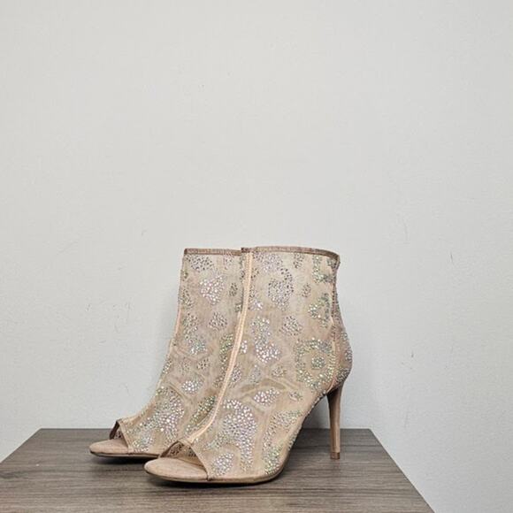 Thalia Sodi Women's Shay Embelisshed Open Toe Stiletto Booties Size 8.5 Nude NWT - Picture 1 of 8